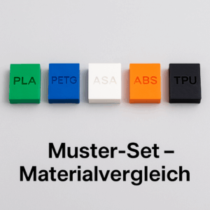 Muster-Set – Materialvergleich (PLA / PETG / ASA / ABS / TPU)